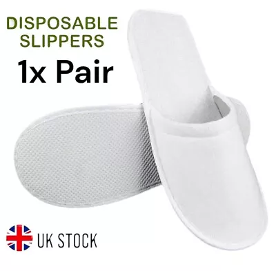 Buy Hotel Slippers Spa Guest Disposable Closed Toe Terry Style Travel Holiday • 1.99£