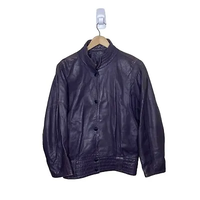 Buy Bomber Jacket Womens Faux Leather Biker Vintage Best Factory Athens Y2K Size L • 18£