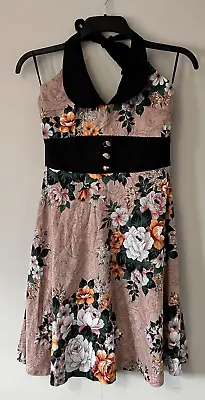 Buy Banned Clothing Womens Uk 10 Pink Floral Rockabilly Retro 50's Inspo Dress • 16.99£