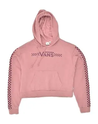 Buy VANS Womens Oversized Crop Hoodie Jumper UK 6 XS Pink Cotton AC10 • 15.72£