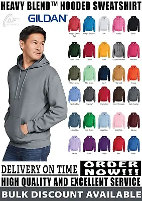 Buy GILDAN Heavy Blend Hooded Sweatshirt Casual Workwear Jumper Long Sleeve GD057 • 16.99£