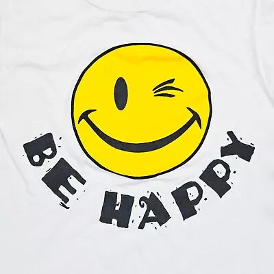 Buy Vintage 90s Joe Boxer Be Happy Winking Smiley Emoji Short Sleeve T Shirt • 23.62£