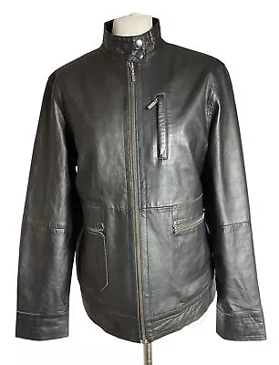 Buy For Women Black Real Leather Front Zip Fastening UK 14 Biker Pockets • 40.79£