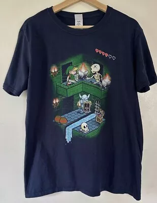 Buy Zelda T-shirt Blue With Game Content Print Size Large • 7£