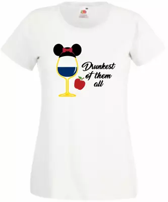 Buy Snow White Inspired Drunkest Of The All T-shirt White Top Ladies Freepost Uk  • 9.49£