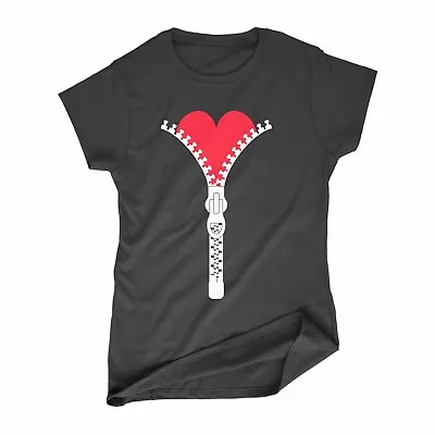 Buy Women's Zip And Heart T-Shirt | Open Heart Surgery Survivor Zipper Club Cardio • 11.95£