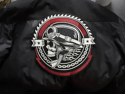 Buy Large Biker Skull Punk Metal Goggles Iron On Patch Rebel Rider Badass Jacket • 14.99£