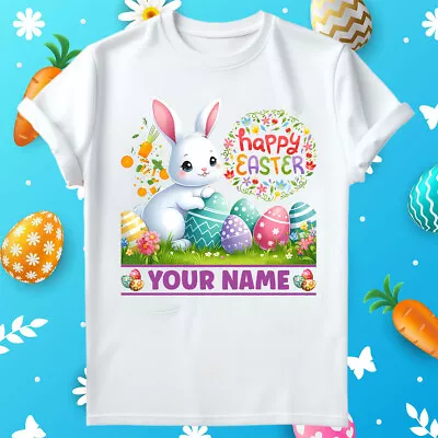 Buy Personalised Happy Easter Day Classic Bunny Cute Spring T-Shirt Unisex Top #ED • 8.99£