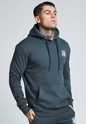 Buy SikSilk Mens Urban Green Muscle Fit Overhead Hoodie Extra Small • 17.99£