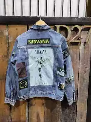 Buy Nirvan CUSTOMISED Vintage 80's 90's Trucker Denim Jeans Jacket S-XXL • 34.99£