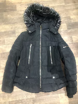 Buy Black Fur Hooded Puffer Jacket  • 20£