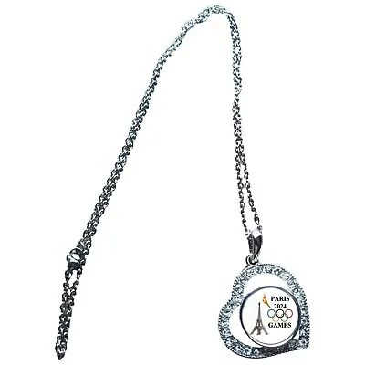 Buy Paris France Games Heart Shape Silver Colour Necklace + Diamante Pendant + Bag • 6.99£
