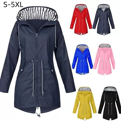 Buy Plus Size Womens Waterproof Raincoat Ladies Outdoor Rain Forest Wind Jacket Coat • 15.89£