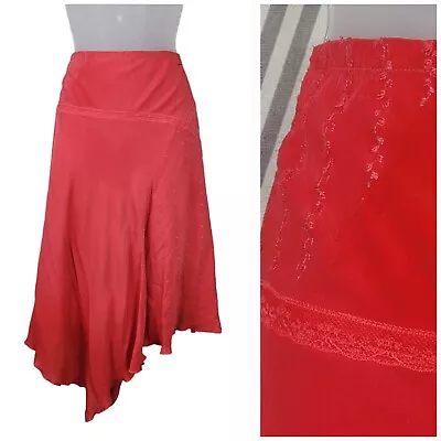 Buy Vintage Assymetric Skirt Plus Size 18/20W 2X Alt Grunge Elastic Waist Pink Midi • 19.03£
