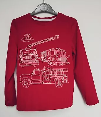 Buy Palomino C&A Red Boy's T-shirt With Print Fire Trucks, Fire Dept. Child 7-8 Ys • 2.50£