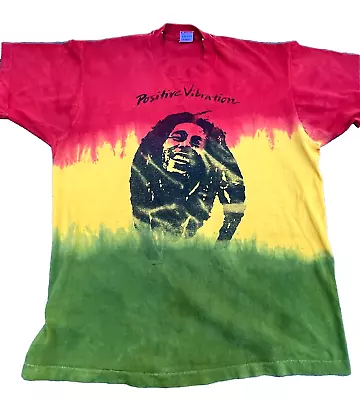 Buy Vintage 1989 Bob Marley Positive Vibration T-Shirt Tie Dye Single Stitch Size XL • 123.03£
