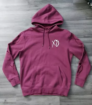 Buy (UK - M) The Weeknd XO X H&M Embroidered Hoodie In Burgundy & White • 40.99£