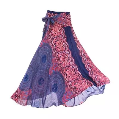 Buy Women's Long Hippie Bohemian Skirt Gypsy Dress Boho Clothes Skirt - Blue, As • 18£