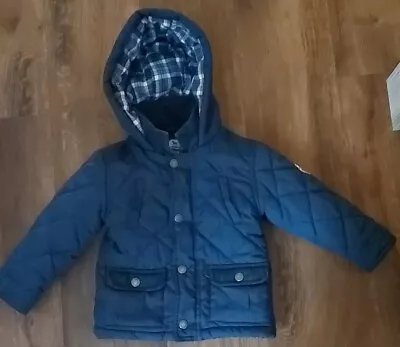 Buy Debenhams Boys Navy Quilted Hooded Jacket Age 18-24  Months • 5.99£