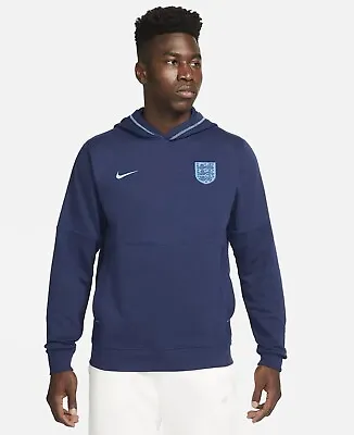 Buy England French Terry Nike Football Pullover Hoodie (M) Blue Fury DH4824-492 • 54.99£