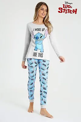 Buy Disney Lilo And Stitch 2 Piece Cotton Loungewear Nightwear Pyjamas For Women • 24.49£