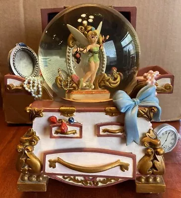 Buy Disney Tinker Bell Hidden Treasure Chest Snow Globe Jewelry Music Box Peter Pan • 66.31£