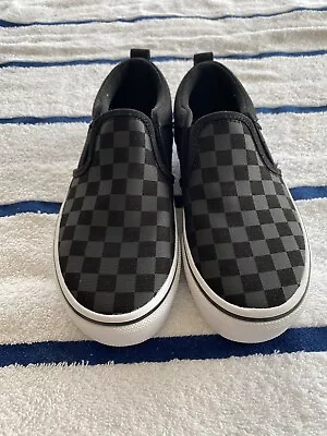 Buy Vans Asher Checker Black/Black Boys Slip On Shoes * Size: 13 Toddler • 18.90£