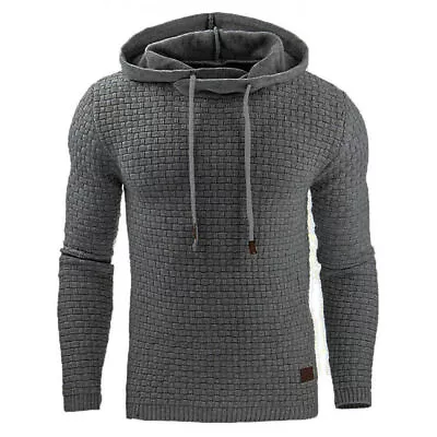 Buy Men's Long Sleeve Hooded Sweatshirt Slim Fit Hoodie Pullover Jumper Sportswear • 13.07£