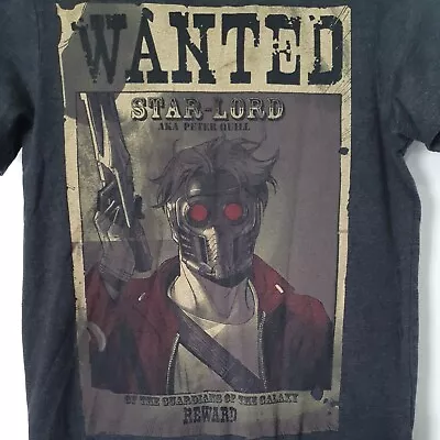 Buy Guardians Of The Galaxy T Shirt S WANTED Star Lord Peter Quill Dark Grey Marvel • 19.75£