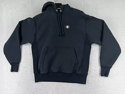 Buy Champion Hoodie Adult Medium Black Reverse Weave Sweatshirt Pocket Cotton Blend • 15.10£