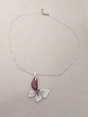 Buy Equilibrium Purple Butterfly Necklace • 3£