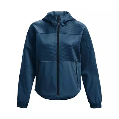 Buy Women's Under Armour UA Storm Rush Full Zip Hooded Swacket Jacket In Blue • 54.99£