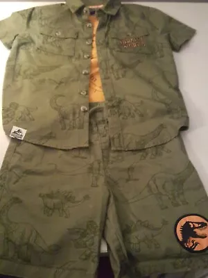 Buy Jurassic World 3 Piece T Shirt, Shirt And Short Set Age 4-5 Yrs • 9.99£
