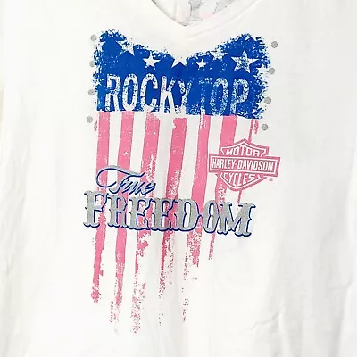 Buy Rocky Top Harley Davidson Pigeon Forge TN Women's V-Neck T-Shirt SS XL White • 14.17£