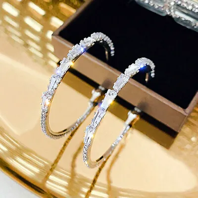 Buy 925 Silver Hoop Earring Romantic Women Jewelry Cubic Zircon Earring A Pair • 3.89£