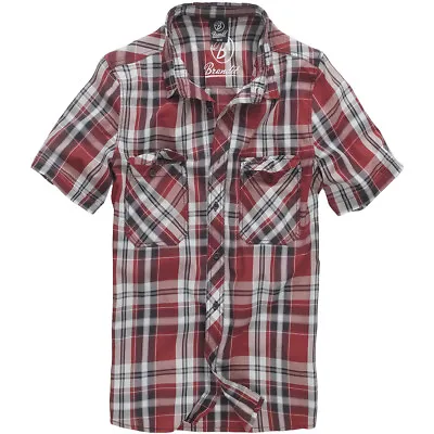 Buy Brandit Roadstar Cotton Checked Flannel Top Mens Short Sleeve Hiking Shirt Red • 38.95£