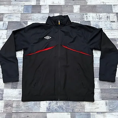Buy Umbro Geometra Football Woven Full Zip Windbreaker Jacket Size XL Black Red • 11.95£