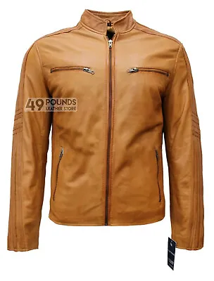 Buy Mens Fashion Real Leather Jacket Soft Lambskin Cool Retro Biker Motorcycle Style • 41.65£