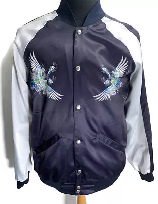 Buy Jaded London Sz Med Jacket Satin Varsity Crane Bomber Blue/White Ltd Ed 42  Mens • 38£
