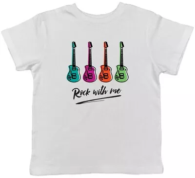 Buy Rock With Me Colourful Guitar Childrens Kids T-Shirt Boys Girls • 5.99£