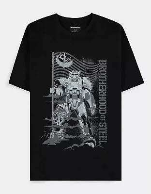 Buy Official Fallout Brotherhood Of Steel Power Armor Print Black T-shirt • 19.99£