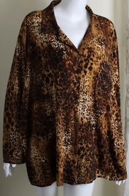 Buy Susan Graver Sz 2X Art-Wear Liquid Polyester Knit Animal Funky Blouse Shirt Top • 49.15£