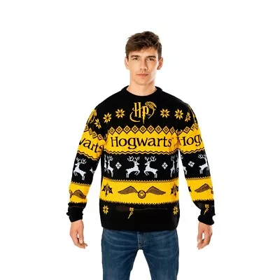Buy Harry Potter Unisex Adult Hogwarts Knitted Christmas Jumper BN5238 • 41.29£