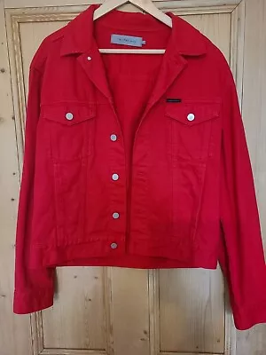Buy Calvin Klein Red Denim Jacket Oversized Size S • 18£