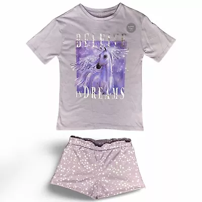 Buy Girls 100% Cotton Unicorn Beleive In Dreams Short Pyjamas PJ Set Nightwear 5-16Y • 7.99£