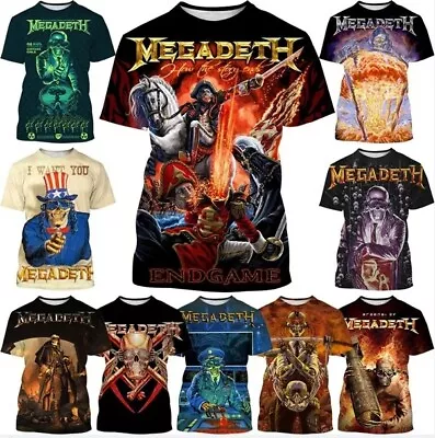 Buy Heavy Metal Rock Band Megadeth 3D Print Women Men Short Sleeve T-shirt Tops Tees • 10.79£