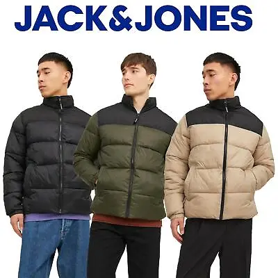 Buy Jack & Jones Mens Hooded Winter Warm Jacket Long Sleeve Full Zip Puffer Jackets • 29.99£