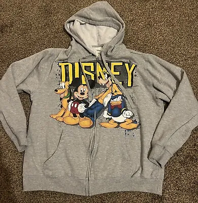 Buy Disney Womens Sz M Mickey Mouse Goofy Donald Pluto Zippered Hoodie Sweatshirt B2 • 14.41£