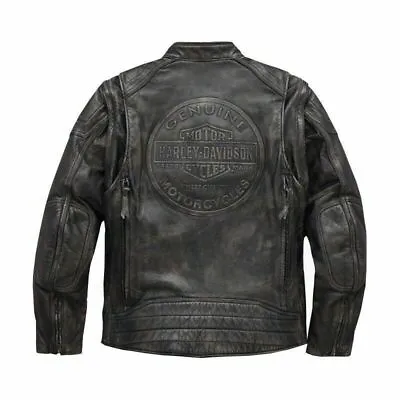 Buy Men's Harley Davidson Dauntless Convertible 2 In 1 Genuine Cow Leather Jacket • 139.90£