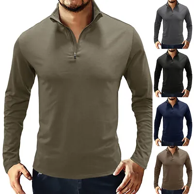 Buy UPF50+ Men's 1/4 Zip Sun Block UV Shirts Long Sleeve Performance Fishing T-Shirt • 5.28£